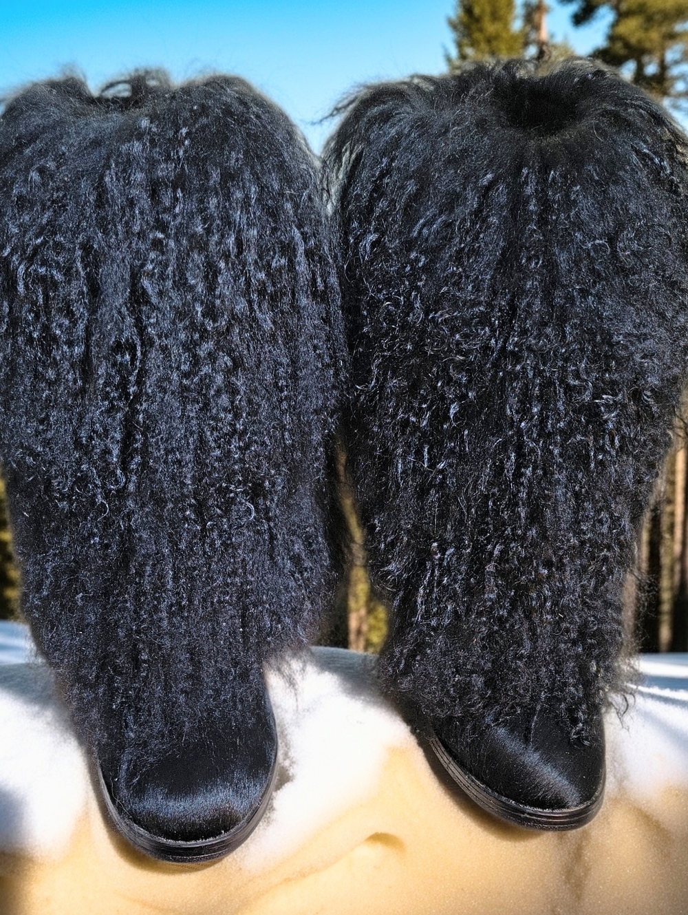 Women's Bearpaw Sheep Fur Boots Black 9M, Apres Skandia Winter Pre Owner Superb!